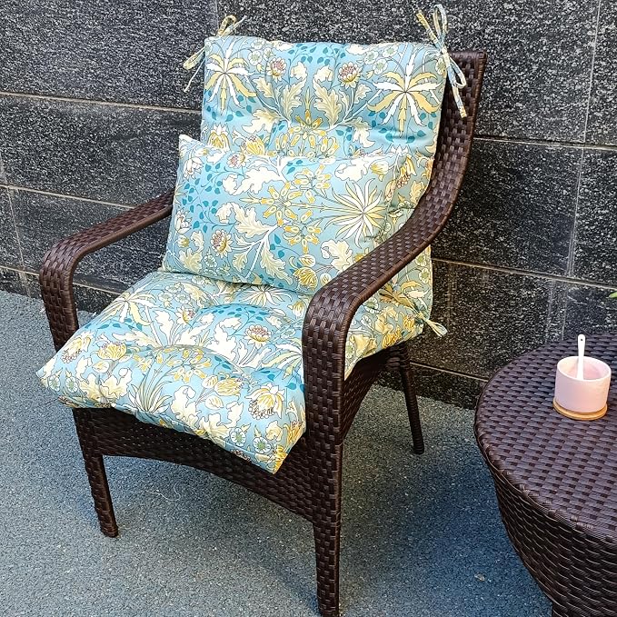 ADLIVWYD Lumbar Pillows for Indoor Outdoor uses,Waterproof Removable Cover with Zipper Outdoor Pillows Set of 2 for Patio Furniture,12×20 Inch (Teal Floral)