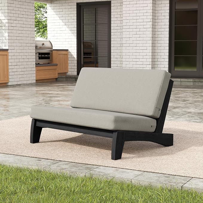 Pia Ricoo 4 Piece Patio Furniture Sets, Outdoor Furniture with 2 Chairs & Coffee Table, Patio Conversation Set for Backyard, Deck, Lawn, Light Camel, Dark Wood
