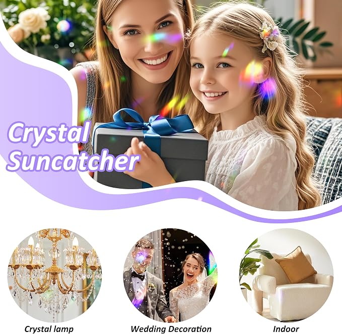 10pcs 38mm Crystal Suncatcher Pendants Chandelier Parts Decor | Crystal Sun Catcher, 38mm Hanging Crystal Chandelier Parts, Prism Pendants with Hook, Crystal Christmas Ornaments Home Decor