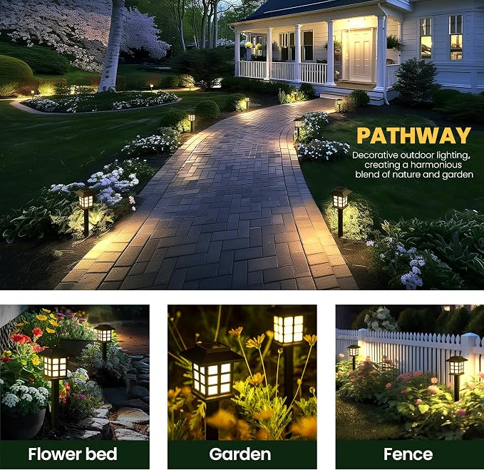 GIGALUMI Solar Lights Outdoor Waterproof 16 Pack, LED Garden Decor | Warm White LED Solar Garden Lights Outdoor Decor, 8 Hours of Landscape Lighting for Garden