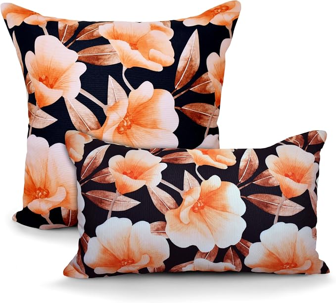COZY TRENDS Decorative Indoor Outdoor Waterproof Throw Pillows with Inserts - Stylish Comfort for Your Patio Furniture, Garden Chairs, or Indoor Décor (12''X20'', Black)