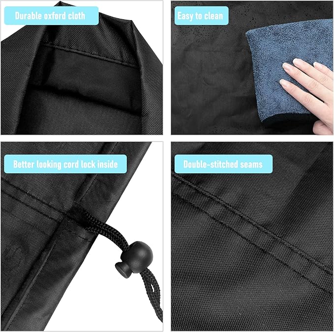 Round Patio Table Cover Waterproof, 62" Diax25" H Heavy Duty Oxford Fabric Outdoor Patio Furniture Cover Patio Table Chair Set Covers for Garden Round Table Dining Set, Black