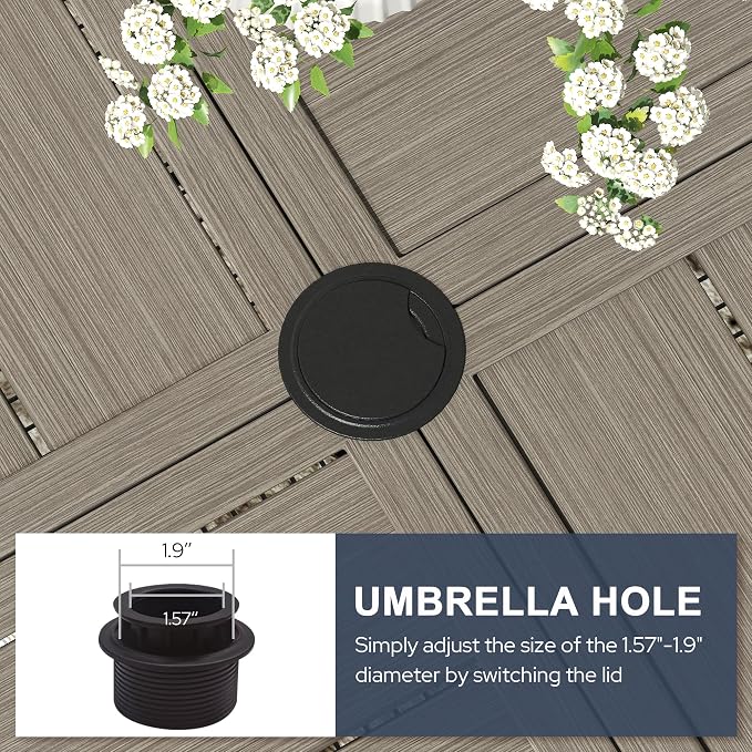 VICLLAX Patio 5 Pieces Outdoor Dining Set, 40.6" Round Metal Table with Umbrella Hole and Storage Shelf, 4 Swivel Textilene Chairs for Lawn, Garden, Porch, Grey