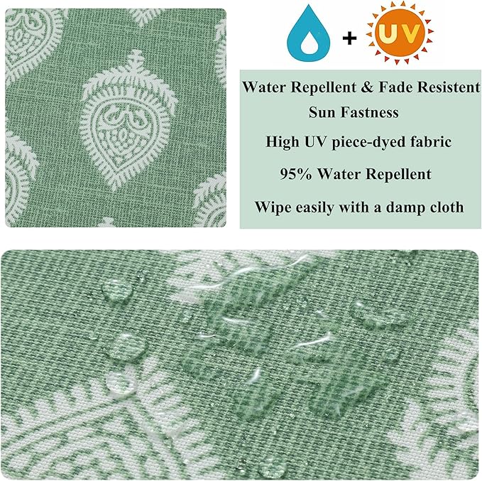 FUNHOME Outdoor Chair Cushion Covers 2 Pack, No Insert! Patio Cushion Covers Replacement 20" x 18" x 4", Water Resistant Chair Cushion Slipcovers, Fair Green (Covers ONLY)