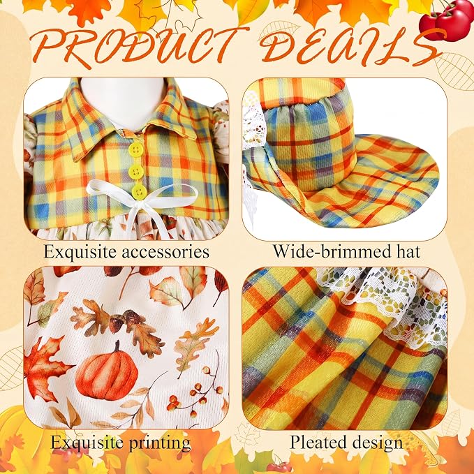 FuWeave Fall Porch Goose Outfit Maple Goose Costume Fancy Porch Geese Clothes with Wide Hat for 23" 17" Outdoor Patio