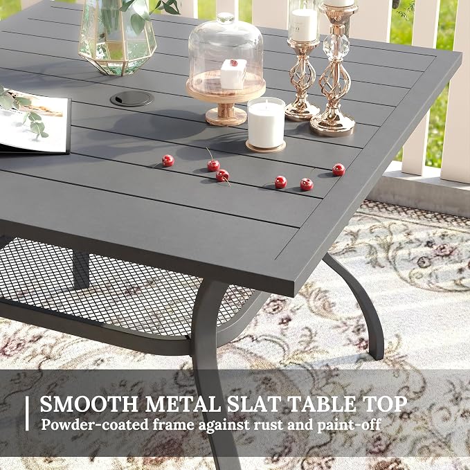 VICLLAX 5 Pieces Patio Dining Set for 4, Outdoor Furniture Set Includes 37.8" Square Outdoor Table and 4 Patio Swivel Chairs for Lawn Garden, Grey Tabletop and Grey Fabric
