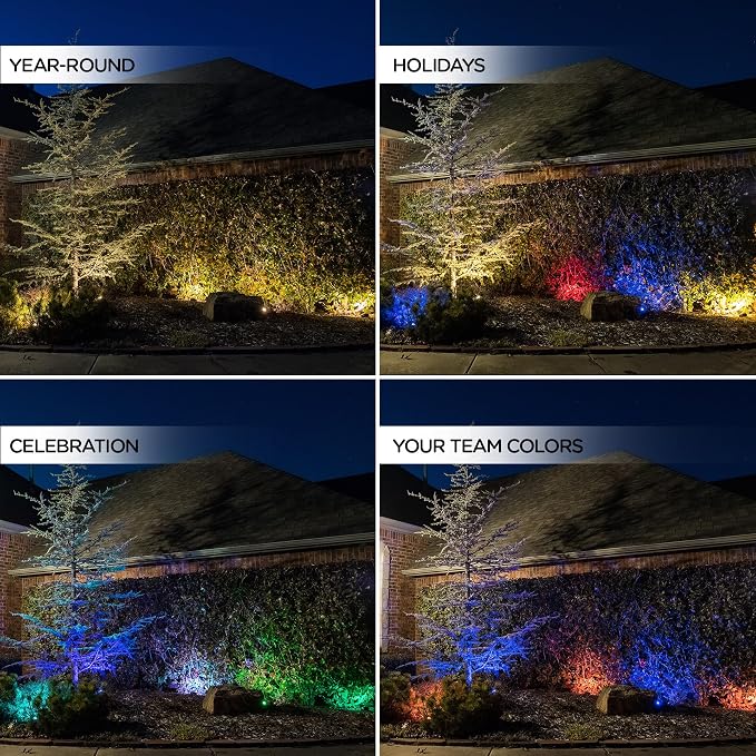 Enbrighten Landscape Lighting, 40ft, 6 Lights, Remote Control | Color Changing LEDs, Waterproof, Plastic Stakes, 8ft Spacing for Flexible Install, All-in-One Garden & Path Lighting Kit