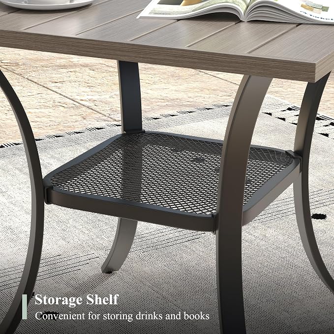 Outdoor Dining Set for 2, 28" Metal Square Outdoor Dining Table and Sling Patio Swivel Chairs, 3 Pieces Patio Table and Chairs Set for Garden Backyard, Grey