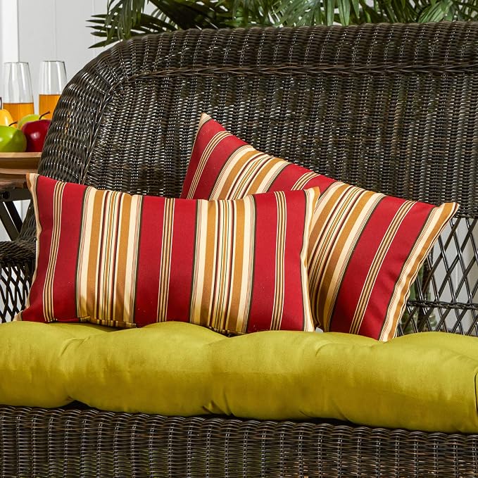 South Pine Porch Outdoor 19x12-inch Rectangle Accent Pillow (Set of 2), Roma Stripe
