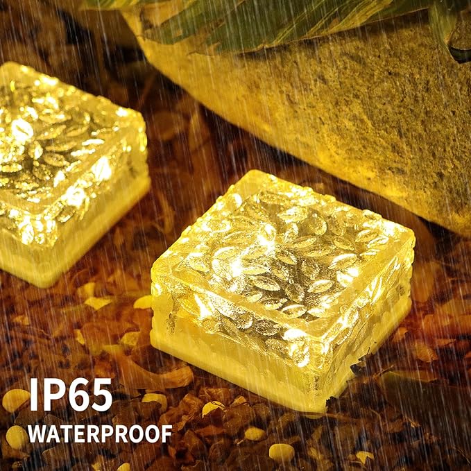 Solar Brick Lights Outdoor Waterproof Small Solar Lights 3 Packs Outdoor Decor for Fence Pathway Path Patio Balcony Outside Garden Bricks Decorations