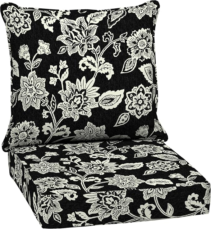 Arden Outdoor Deep Seat Cushion Set, 24x24, Black Jacobean