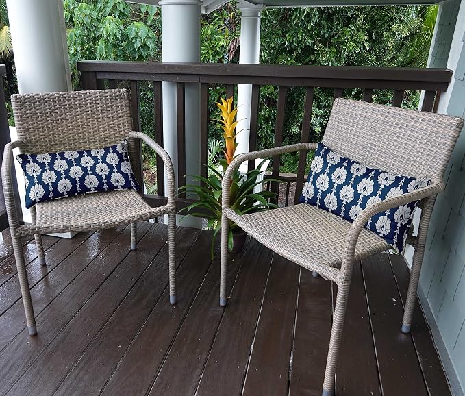 Indoor/Outdoor Polyester Fabric Lumbar Pillow Cover, All-Weather Waterproof Rectangular Cushion Case for Patio Furniture, 12 x 24 Set of 2 - Florals-69