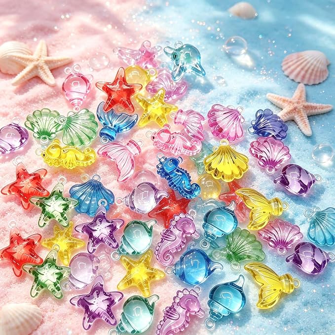 70 PCS Seashells Ocean Sensory Bin Filler, Mini Resin Animal Figures | Mini Resin Seashell Diving Gems Vase Fillers for Fish Aquarium Fairy Garden Table Decorations