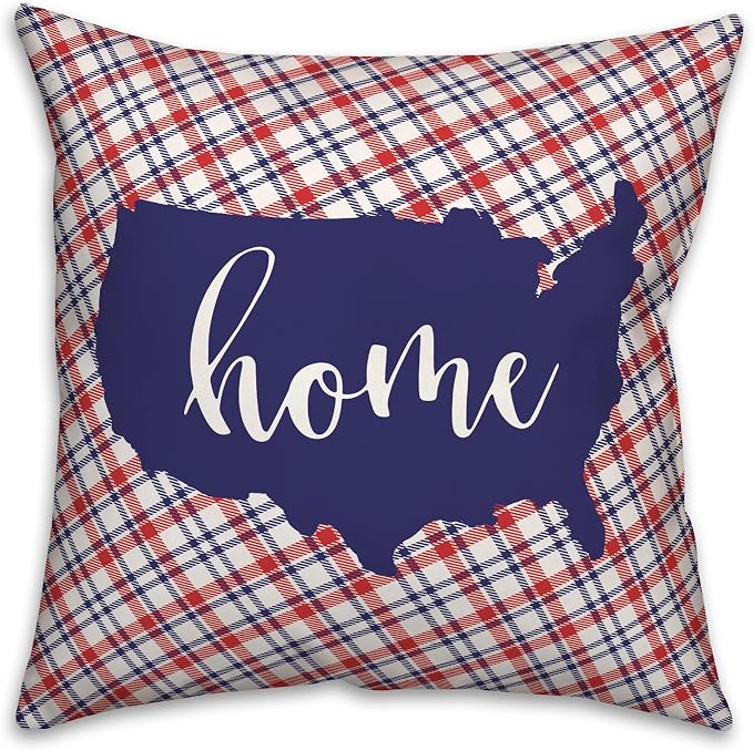 American Plaid Home Indoor/Outdoor Pillow | Decorative Pillows for Living Room Couch Bed Sofa Patio, Fluffy Soft Cushion | Water Resistant Blue, 18x18