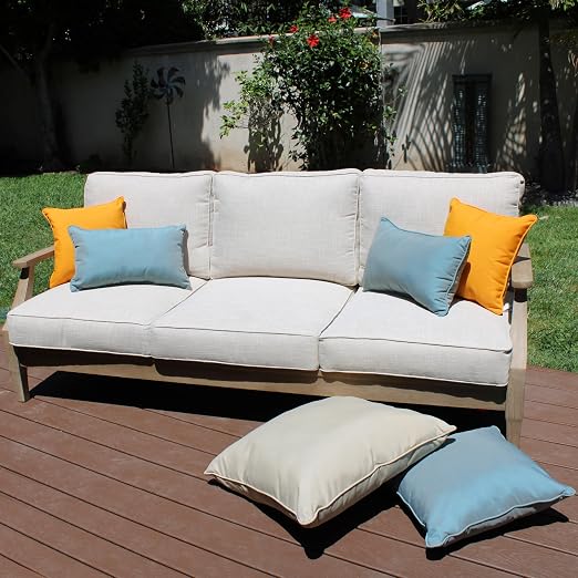Factory Direct Partners Presidio 12" x 20" Lumbar Decorative Throw Pillow Set with Piping for Indoor/Outdoor Furniture UV, Fade, Weather-Resistant Olefin Fabric (2-Pack) - Dusty Turquoise, 13812-137