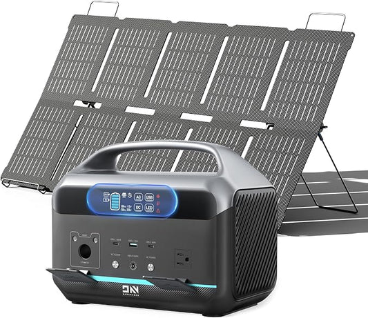 Solar Generator 600W (Surge 1200W), Portable Power Station with 100W Solar Panel, 576Wh (180,000mAh) LFP Battery with AC & DC Outlets, 1 Hour Fast Charging for Home & Emergency, Camping, CPAP