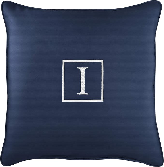 Sorra Home AMZ125911SP 18 Embroidered Lumbar Pillow, I-Navy-13 in x 20 in, Sunbrella - Canvas Navy