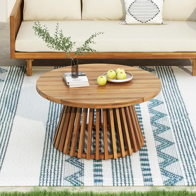 Christopher Knight Home Claremont Patio Sofa and Coffee Table Set, 2 Piece Outdoor Patio Furniture Set with Cushion, Acacia Wood 3 Seater Outdoor Sofa Daybed and Coffee Table Set, Teak+Light Green