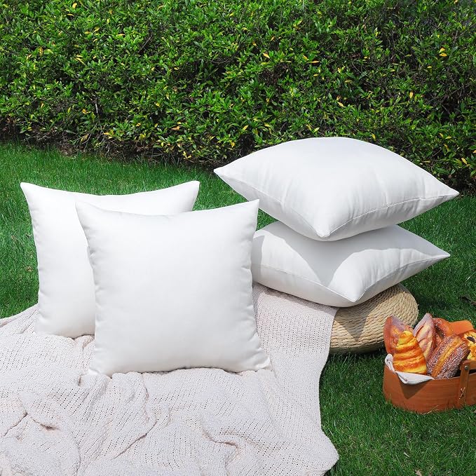 OTOSTAR Pack of 4 Outdoor Waterproof Throw Pillow Covers Decorative Pillow Covers Square Patio Balcony Pillowcases Cushion Case Pillows Shell for Couch Bed Tent Sofa Decor 20x20 Inch (Cream White)