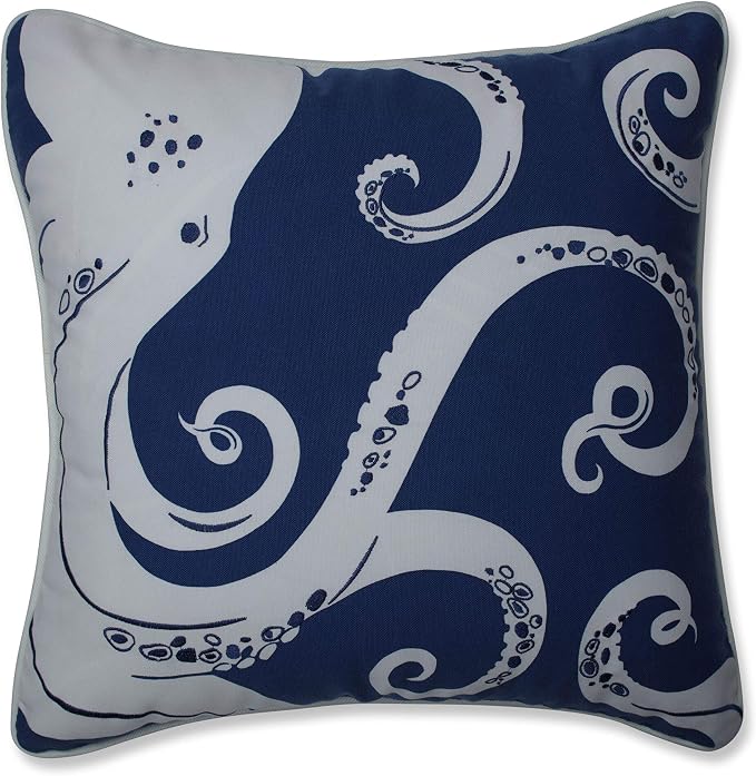 Pillow Perfect Outdoor/Indoor Throw Pillow, Large - 18.5" x 18.5", Blue Ollie Octopus