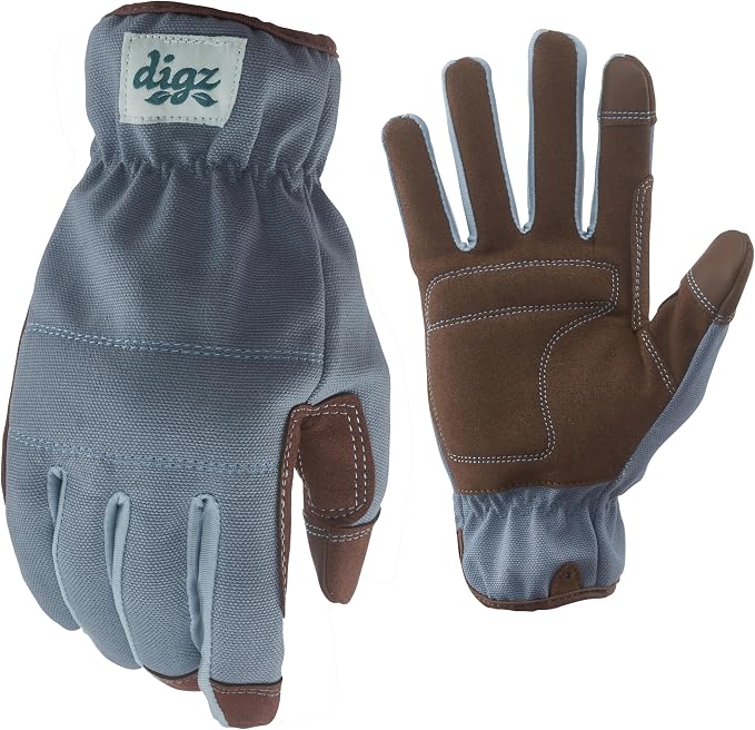 DIGZ Duck Canvas Utility Gardening Gloves for Women | Heavy-Duty Canvas + Reinforced Protection | Large Size, Breathable Durable Fit for Planting, Yard Work & Outdoor Tasks