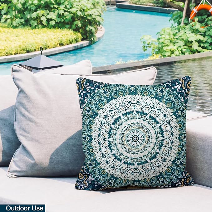 COZY TRENDS Decorative Indoor Outdoor Waterproof Throw Pillows with Inserts - Stylish Comfort for Your Patio Furniture, Garden Chairs, or Indoor Décor 18x18 Inches | Set of 2 (Green)