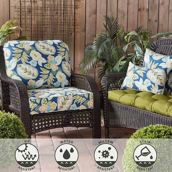 Greendale Home Fashions Outdoor 17-inch Square Decorative Throw Pillow, 2-Pack, Magnolia Floral