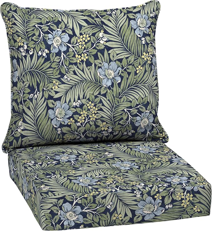 Arden Deep Seat Outdoor Chair Cushion Set, 24 in x 24 in, Weather-Proof, Rain-Proof, Fade Resistant Patio Cushion Set for Chair, Sofa, and Couch Sapphire Morrison Floral | Outdoor Sofa, Couch, Conversation Set, Weather-Proof, Rain-Proof, Fade Resistant...