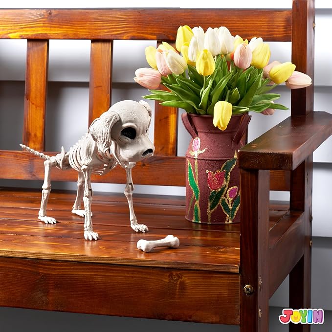 JOYIN Posable Halloween Dog Skeleton Full Body Posable Joints Realistic Skeleton Puppy with Movable Joints for Halloween Decoration, Graveyard Party Decor (9.8” X 4.7” X 12.6”)