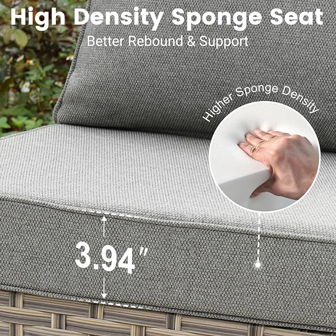 10 Pieces Wicker Patio Furniture Set,Outdoor Sectional Sofa with Swivel Chairs Coffee Table,Outside Deep Seat Rattan Couch Conversation Set,Dark Grey