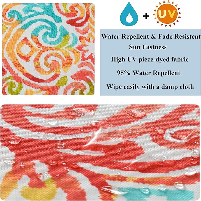 FUNHOME Outdoor Chair Cushion Covers 2 Pack, No Insert! Patio Cushion Covers Replacement 20" x 18" x 4", Water Resistant Chair Cushion Slipcovers, Corinthian Dapple (Covers ONLY)