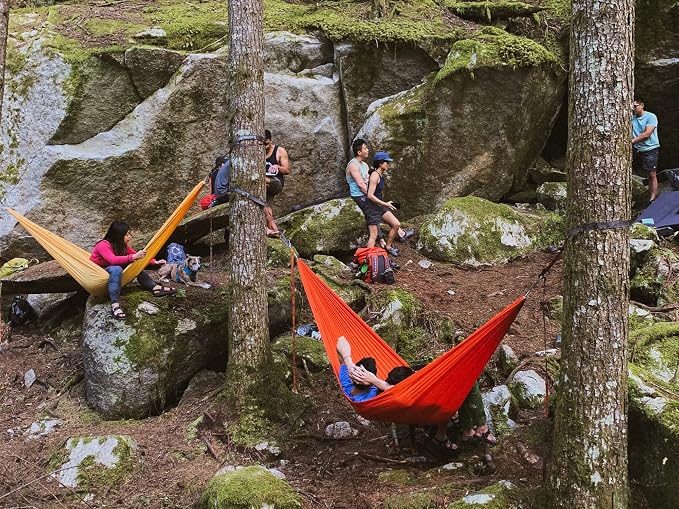 KAMMOK: Roo Double Hammock +Python 10' Bundle | Our Bestselling Hammock & Tree Friendly Straps | 100% Recycled Water Resistant Ripstop Fabric | Lifetime Adventure Grade Warranty, Sunflower Gold