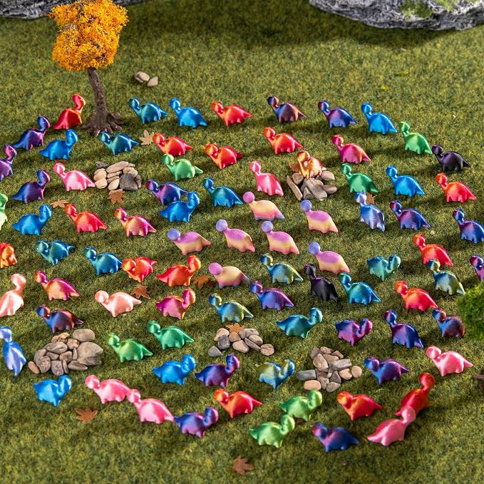100pcs Mini 3D Printed Animals Tiny Animals Plastics Figures Miniature Little Small Dragon Figurines Bulk for Micro Fairy Garden Landscape Accessories Hide Crafts Decor Aquarium