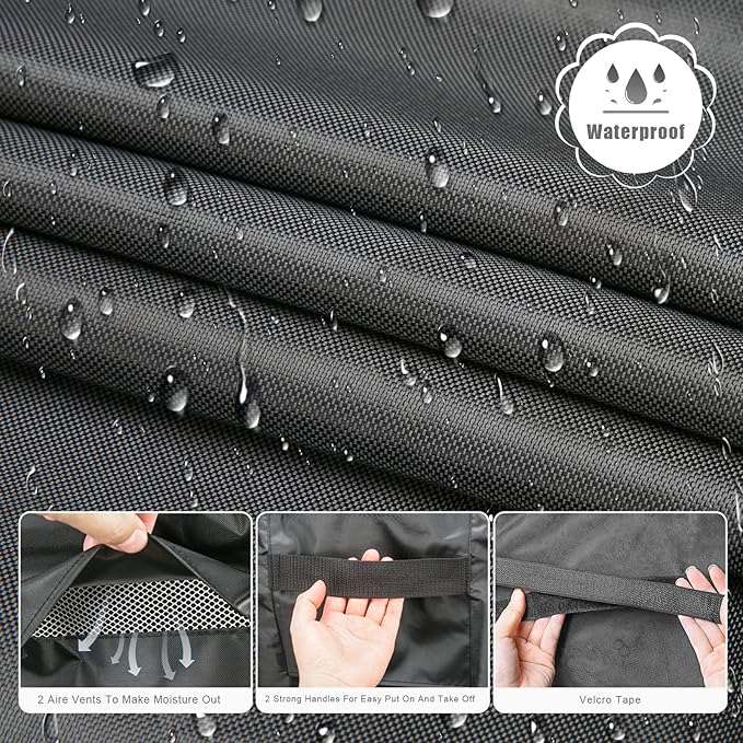 Patio Loveseat Cover - Heavy Duty 600D Waterproof Outdoor Sofa Cover with 2 Drawstring Hem and Reinforced Padded Handles Black (60“Wx42”Dx30H“)