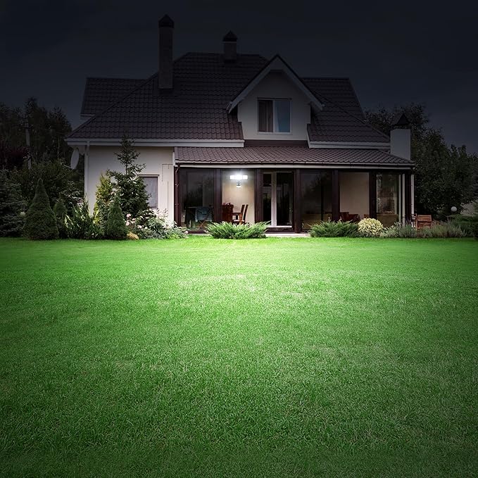 LUTEC 2 Pack 74W 8000 Lumen Motion Sensor Outdoor Lights, 5000K Daylight, IP65 Waterproof Flood Lights Outdoor with Night Light, Dusk to Dawn Motion Detector LED Security Light for Garage, Yard-Black