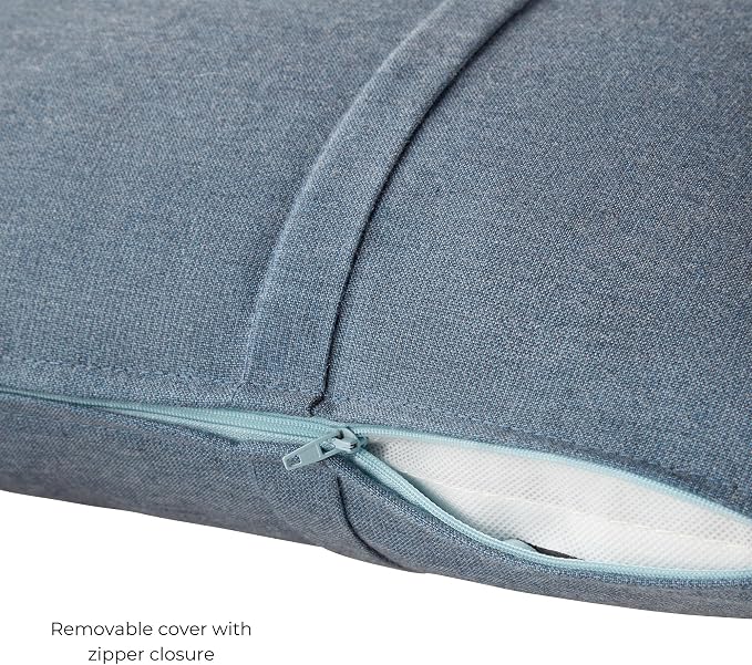 Sunbrella Rectangular Outdoor Throw Pillows 21x14 Set of 2 - Corded Lumbar Patio Accent Pillows with Pleated Design & Removable Zipper Covers – Weather & Fade Resistant Pillows, Spectrum Denim