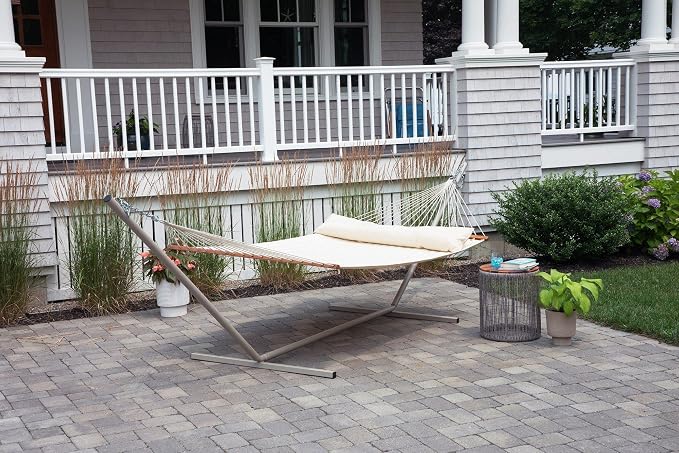 Ceara Patio Hammock Olefin Hammock Double Hammock for Two People Outdoor Patio Swing Chair Quilted Hammock Use Inside Outside Backyard Decor Porch Swing - Cream White