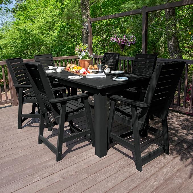 Highwood AD-ST7WL2CO5BA-BKE Weatherly 7pc Rectangular Counter Height Dining Set 84" x 42", Black