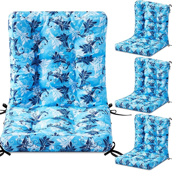 Hoteam 4 Set Outdoor Patio Chair Cushions 20 x 42 in Deep Seat Waterproof Patio Cushions Set for Furniture Replacement Removable Seat and Back (Paisley)