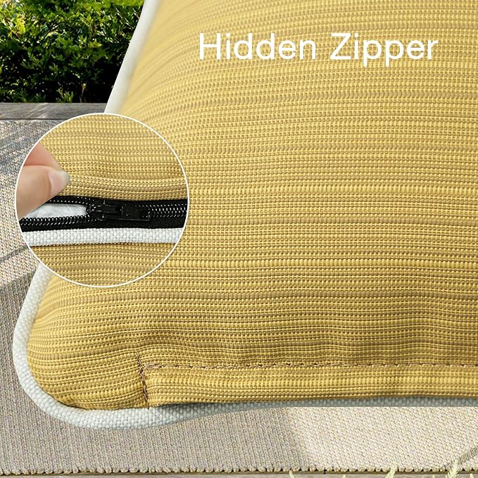 Unimatta Decorative Outdoor Water Repellent Throw Pillows with Inserts, Set of 4, 18" x18" Pillows for Patio, Backyard, Bed, Couch, and Patio Furniture, Yellow Brown