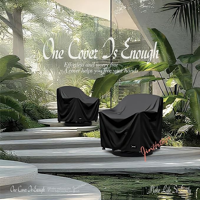 JinHrtoyi Outdoor Chair Covers 2 Pack,33Wx35Dx36H inches Patio Chair Cover,100% Waterproof Heavy Duty Outdoor Furniture Covers Waterproof,Black Minimalism Style Patio Furniture Cover