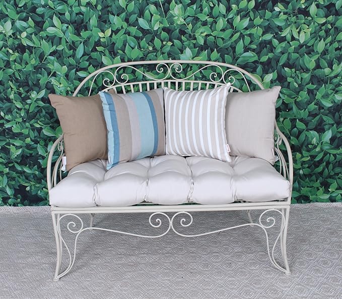 Outdoor/Indoor Sunbrella Throw Pillow Cover Only Square Set of 2 Pieces 18 inch x 18 inch Gateway Mist Stripe - Insert Not Included, Blue/Brown