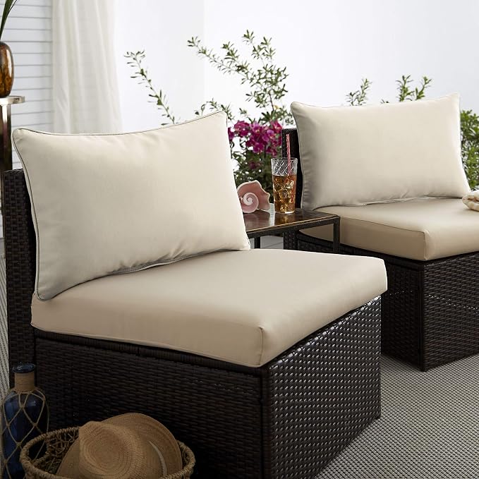 Sorra Home Ivory Indoor/Outdoor Pillow Set, 14 in x 24 in