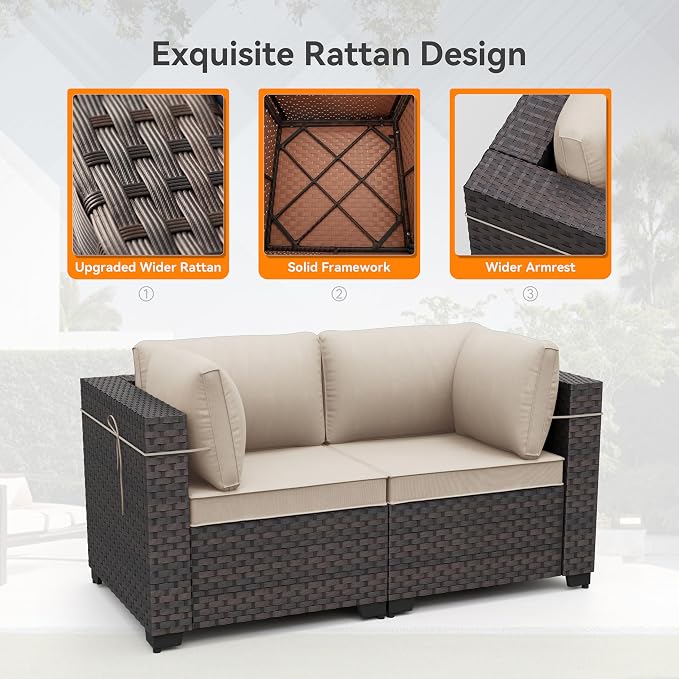 Patio Furniture Set with Fire Pit Table 11 Pieces Wide PE Rattan Patio Conversation Set,Swivel Chair Sofa Set Outdoor Sectional Furniture w/43in 55000 BTU Propane Fire Pit Table,Sand