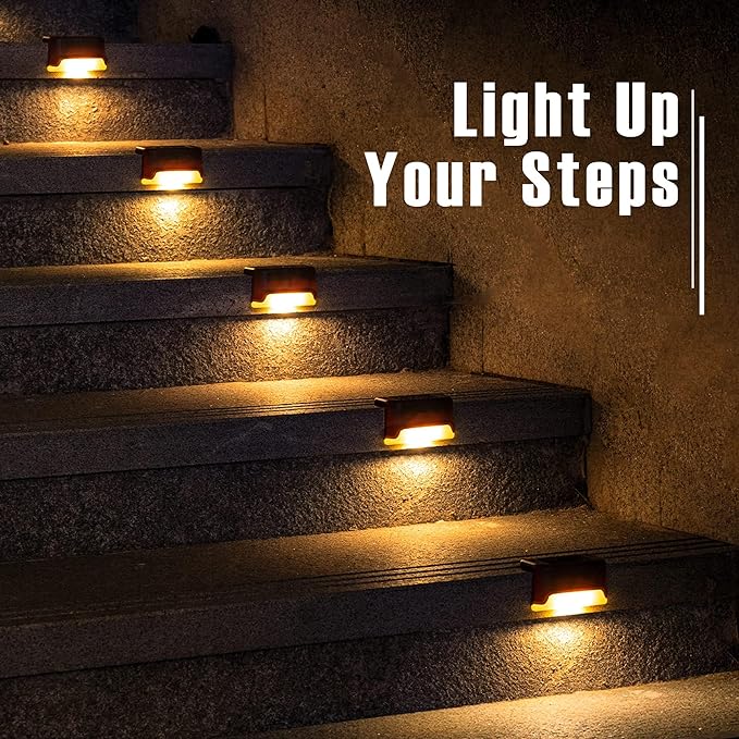PATIOWIN Solar Step Lights 20 Pack, Solar Powered Deck Lights of Waterproof LED for Stairs, Fence, Yard, Patio, and Pathway (Warm White)