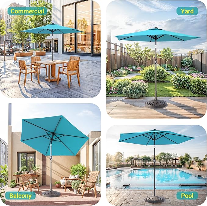 7.5ft Outdoor Umbrella Patio Umbrella,2-Year-Non-Fading,Table Market Patio Umbrella with Push Button Tilt and Crank,for Pool, Deck, Garden,Backyard