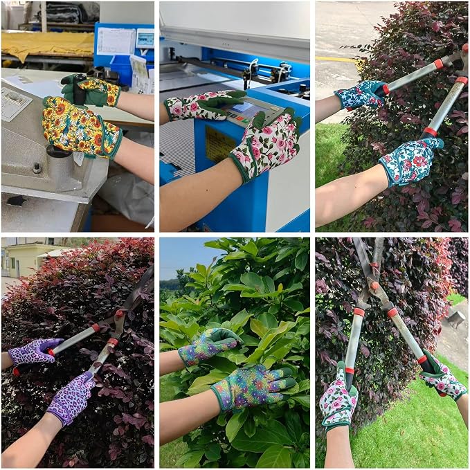 Cute Pattern Gardening Gloves,Thornproof Garden Glove,Gardener Gift | Gardening Gifts for Women,Touchscreen,Tender Thornproof,Cute Pattern,Protection Palm,Machine Washable,Adjustable Cuff