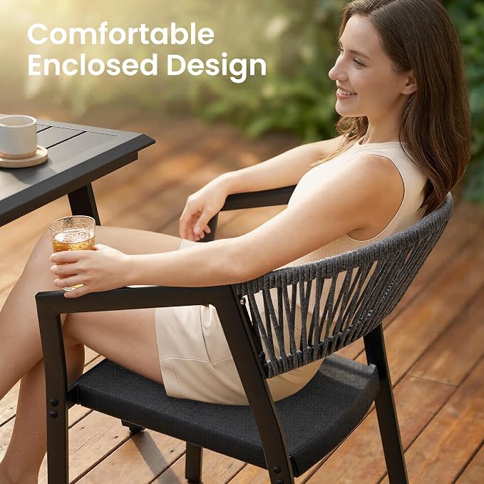 13-Piece Aluminum Outdoor Patio Dining Set with 12 Stackable Wicker Chairs | 116" Rectangular Outdoor Dining Table Weather Resistant Grey Barrel Chairs for Backyard, Deck, Poolside