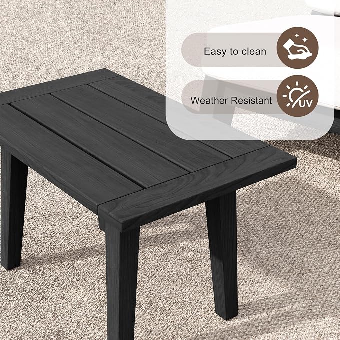 2 Pieces Patio Furniture Sets, All-Weather Outdoor Wood Bistro Set Patio Conversation Side Table Chiars and Patio Loveseat for Balcony, Backyard