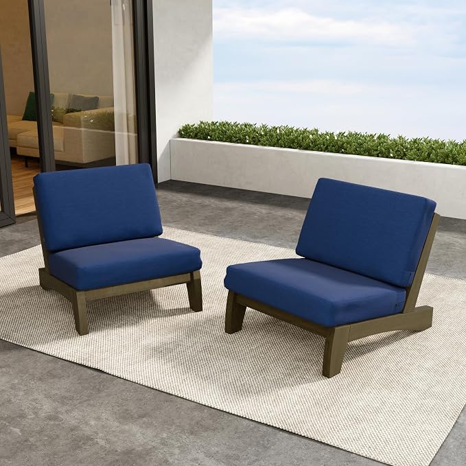 2 Pieces Patio Furniture Sets, All-Weather Outdoor Wood Bistro Set Patio Conversation Chiarsfor Balcony, Backyard